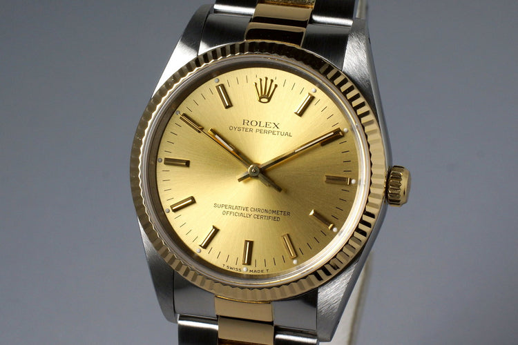 1991 Rolex Two Tone Oyster Perpetual 14233 Champagne Dial