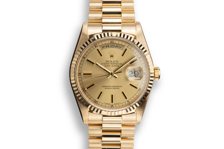 1995 Rolex 18K YG Day-Date 18238 Champagne Dial with Papers