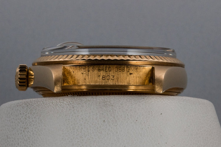 1972 Rolex 18K YG Day-Date 1803 with Matte Black Diamond Dial