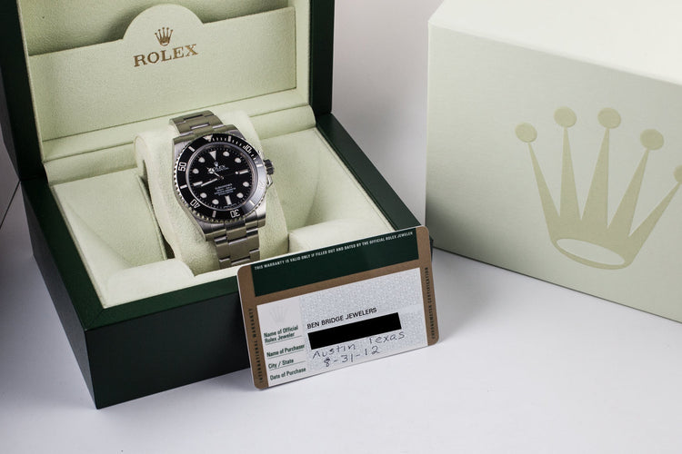 2012 Rolex Submariner 114060 with Box and Papers