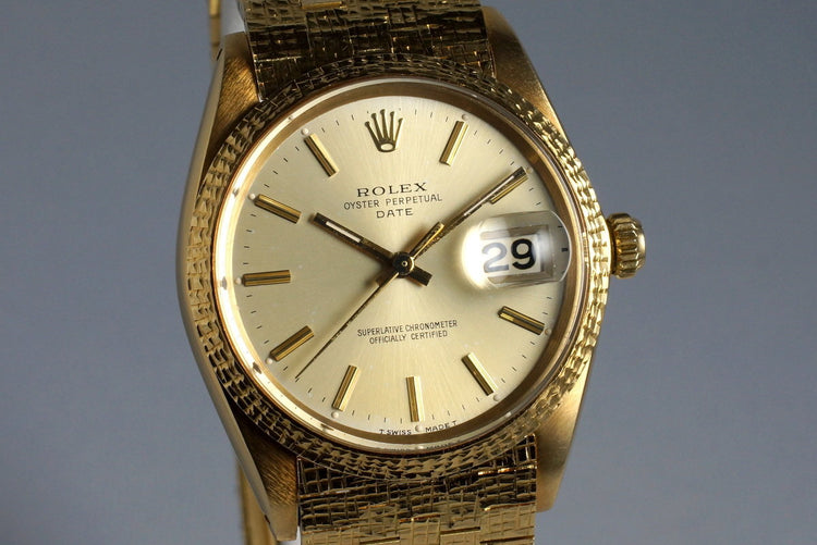 1966 Rolex 18K YG Date 1508 with Rare Brick Style Bracelet