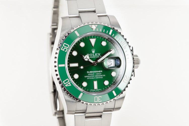 2018 Rolex Ceramic Green Submariner 116610LV "Hulk" with Box and Papers