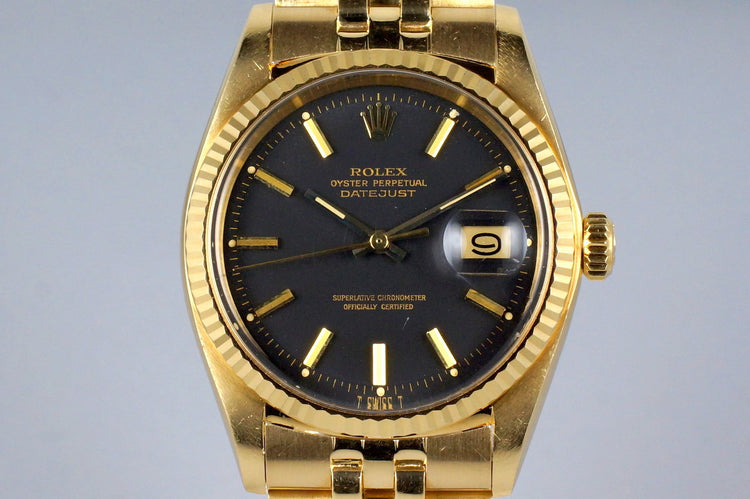 1972 Rolex YG DateJust 1601 Matte Black Dial