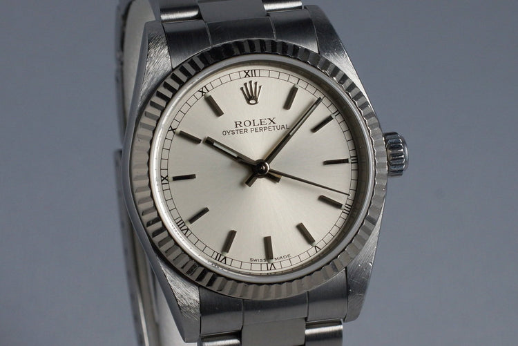 1999 Rolex MidSize Oyster Perpetual 77014 Silver Dial