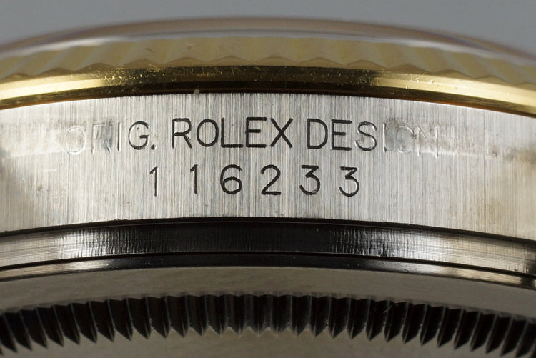 2004 Rolex Two Tone DateJust 116233 Factory Blue Vignette Diamond Dial with Box and Papers