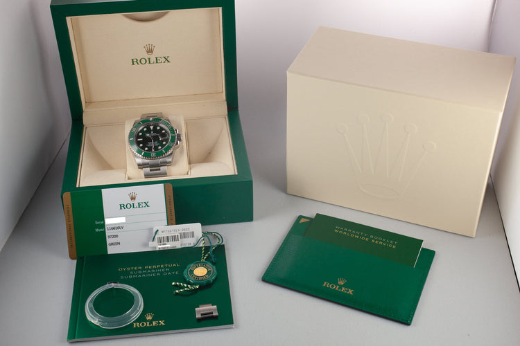 2018 Rolex Green Submariner "Hulk" 116610LV with Box and Papers