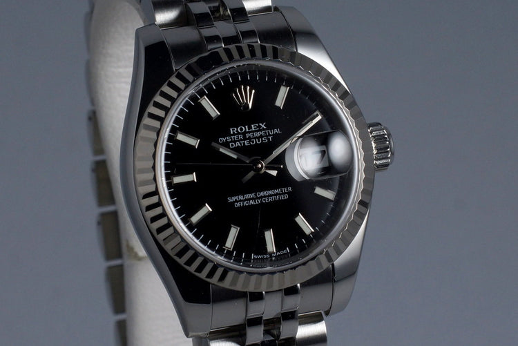 2005 Rolex Ladies Datejust 179174 Black Dial with Box and Papers