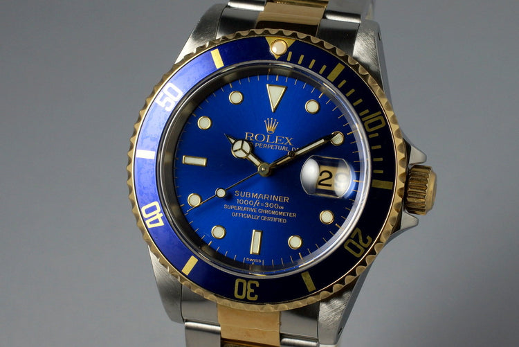 1999 Rolex Two Tone Blue Submariner 16613