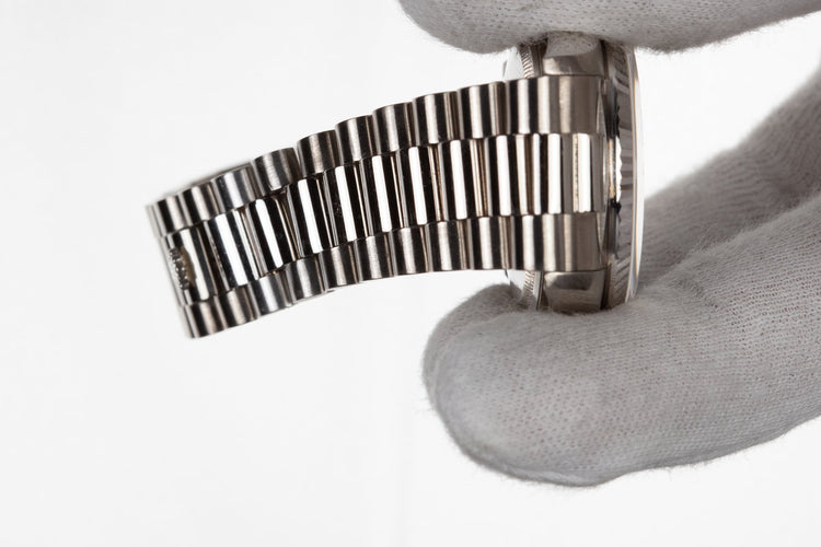 1981 Rolex 18K White Gold Day-Date 18039 with Black Diamond Dial