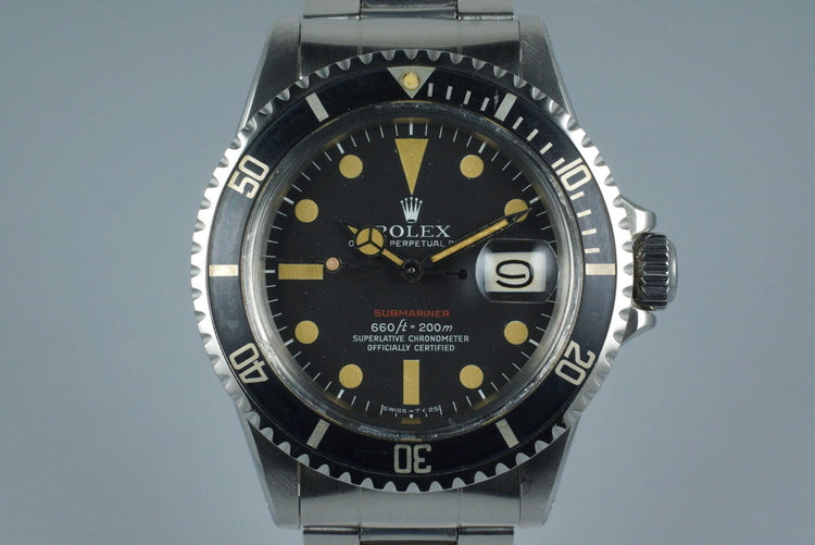 1971 Rolex Red Submariner 1680 Mark V Dial with Box and Papers