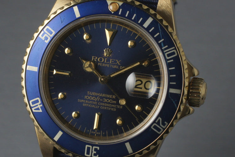 1980 Rolex 18K Submariner 16808 with Blue Nipple Dial