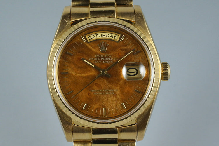 1979 Rolex YG Day-Date 18038 with Wood Dial
