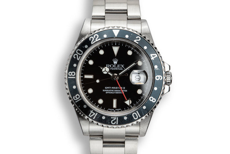 2002 Rolex GMT-Master II 16710 Black Bezel with Box and Papers