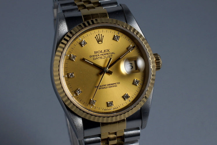 1991 Rolex Two Tone DateJust 16233 with Factory Champagne Diamond Dial