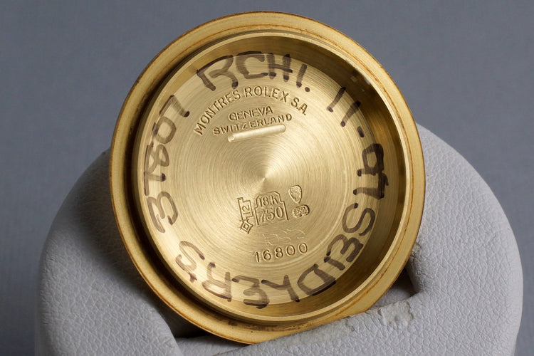 1983 Rolex YG Submariner 16808 Black Nipple Dial