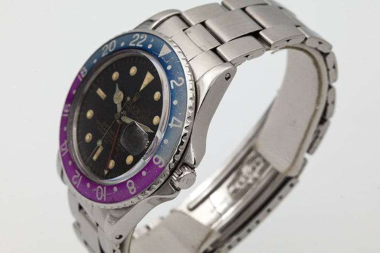 1963 Rolex GMT 1675 PCG Gilt UNDERLINE Dial with and Fuchsia Insert and Papers