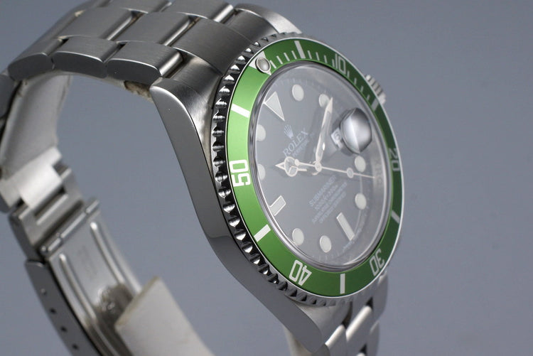 2009 Rolex Green Submariner 16610V with Box and Papers