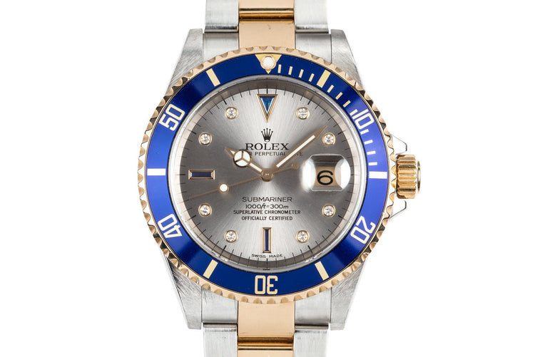 2006 Rolex Two-Tone Submariner 16613 Serti Dial with Box and Papers