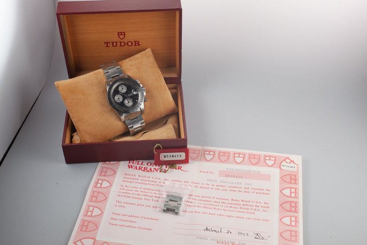 1993 Tudor "Big Block" Chronograph 79180 Black Dial with Box and Papers