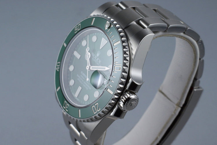 2015 Rolex Green Submariner 116610LV with Box and Papers MINT