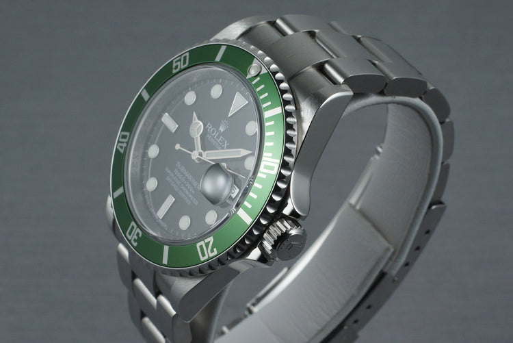 2007 Rolex Green Submariner 16610 with Box and Papers