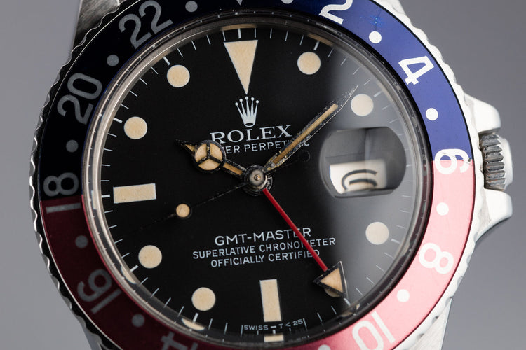 1981 Rolex GMT Master 16750 "Pepsi" with Box and Papers and Original Sales Receipt