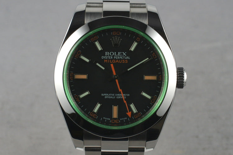2009 Rolex Milgauss Green 116400V with Box and Papers