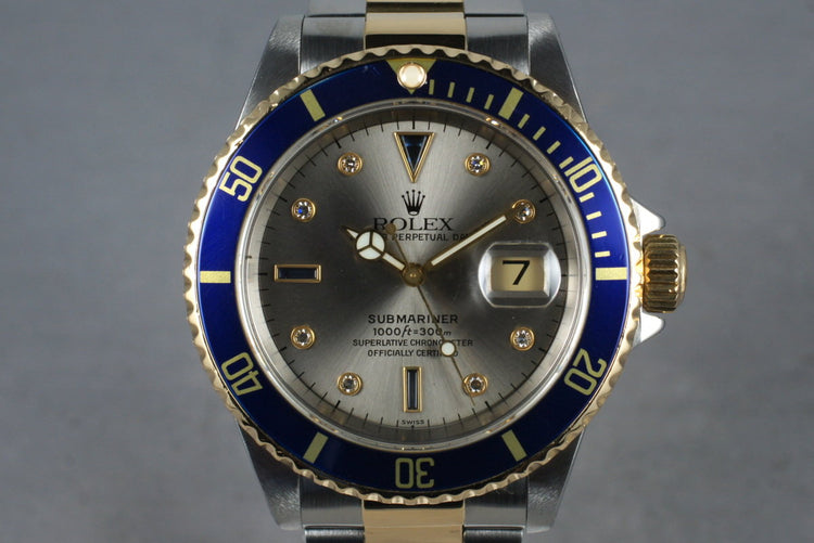 1999 Rolex 18K/SS Submariner 16613 Serti Dial