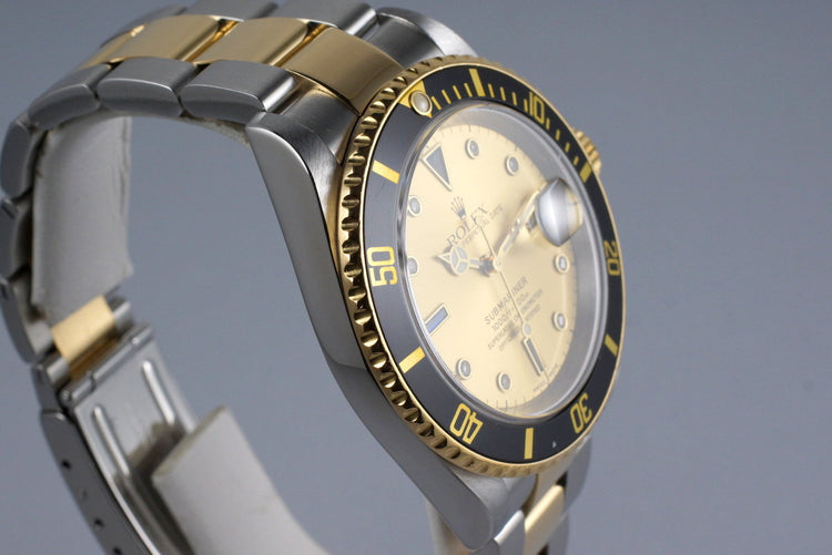 2002 Rolex Two Tone Submariner 16613 Serti Dial with Box and Papers