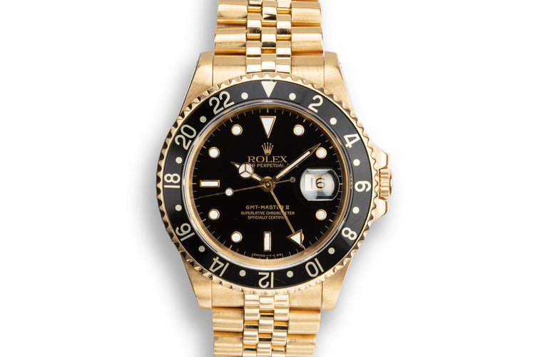 1990 18K YG Rolex GMT-Master II 16718 Black Dial