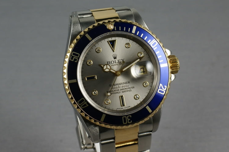 Rolex Submariner 18K/SS 16613 with Slate Serti Dial