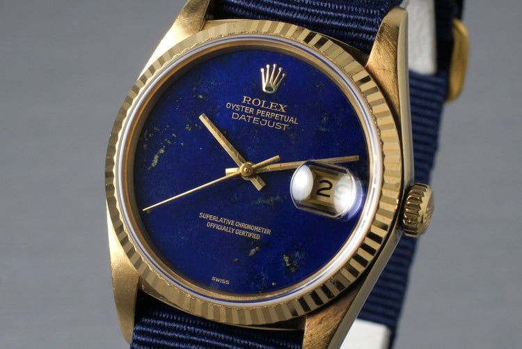 1984 Rolex YG Datejust 16018 with Lapis Dial