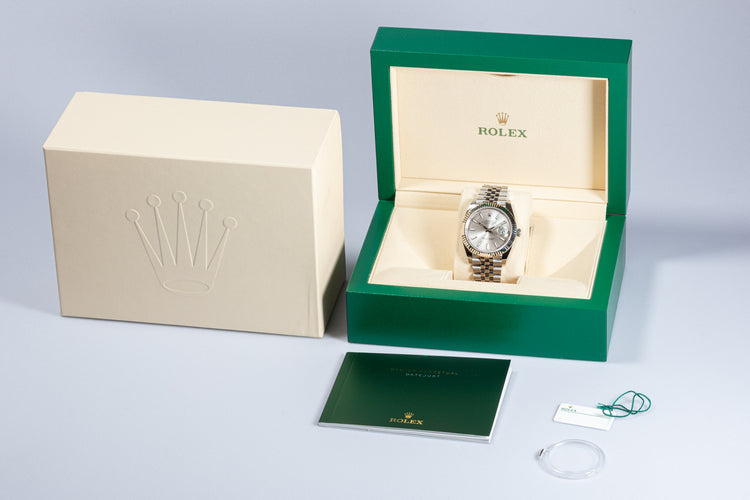 2021 Rolex 41mm DateJust 126334 Silver Stick Dial with Box, Booklets & Hang Tag