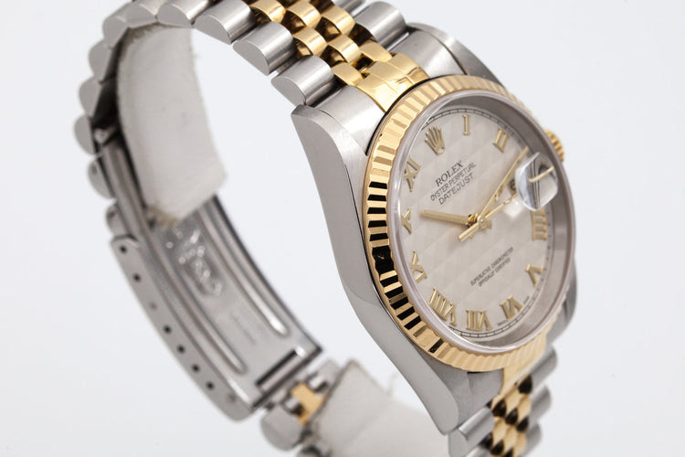 2000 Rolex Two Tone DateJust 16233 White Pyramid Dial