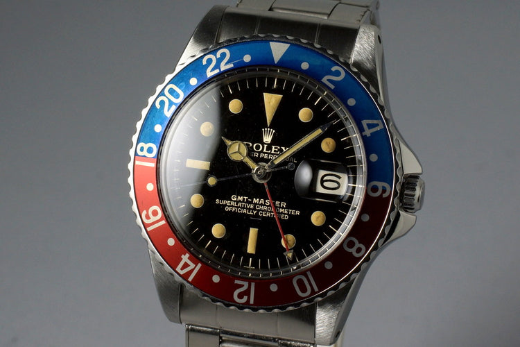 1963 Rolex GMT 1675 PCG Gilt Chapter Ring Underline Dial