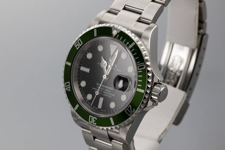 2003 Rolex Green Anniversary Submariner 16610LV MK I Dial with Box and Papers