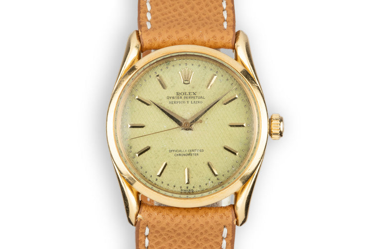 1954 Rolex Oyster Perpetual 6290 with Serpico Y Laino No Lume Waffle Dial