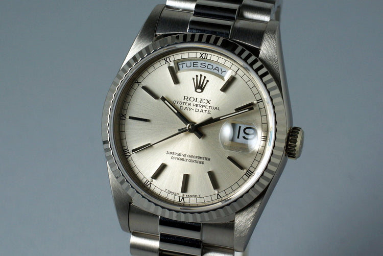 1990 Rolex WG Day-Date Ref: 18239 with White Roman Dial