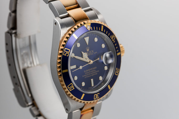 2002 Rolex Two Tone Submariner 16613 Blue Dial and Very Rosy Patina