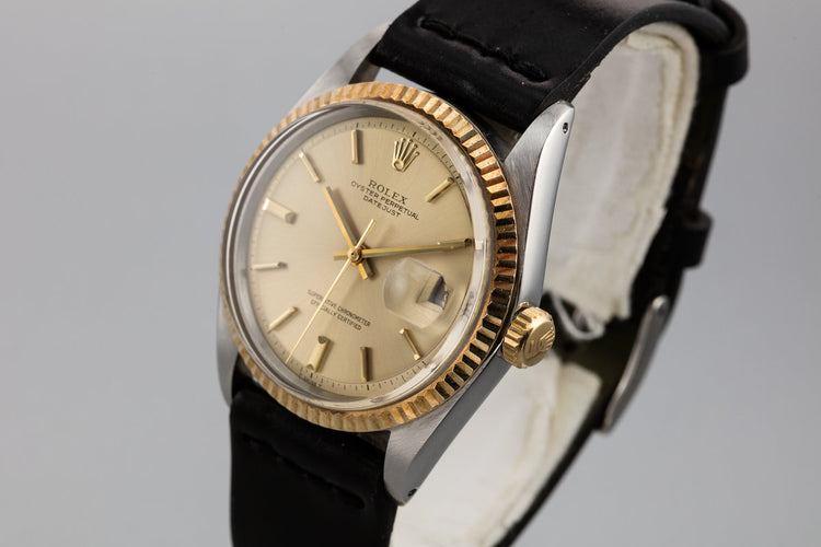 1969 Rolex Two-Tone DateJust 1601 with No Lume Champagne Dial
