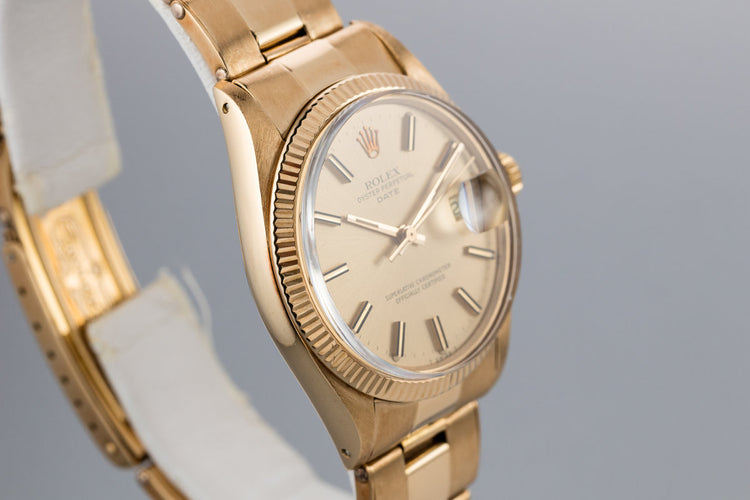 1972 Rolex 18K YG Date 1503 Champagne Dial