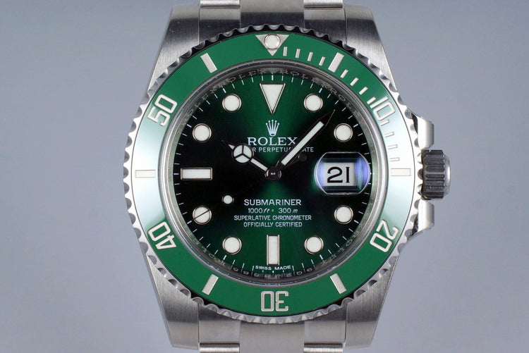 2016 Rolex Green Submariner 116610LV with Box and Papers MINT