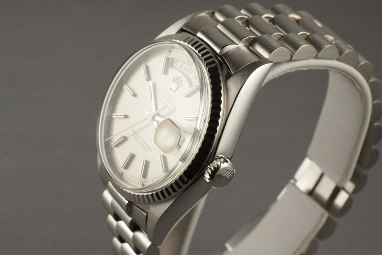 1968 Rolex WG Day-Date 1803 Matte Silver Dial