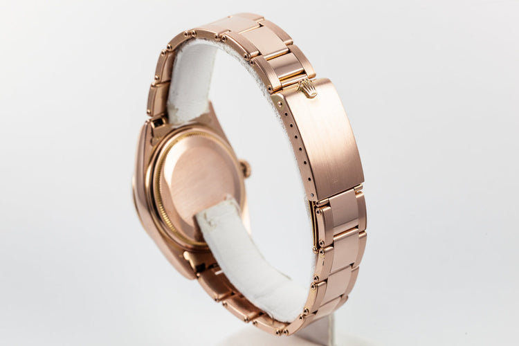 1960 Rolex 18K Rose Gold Day-Date 1803 with Spanish Day Wheel and Oyster Bracelet