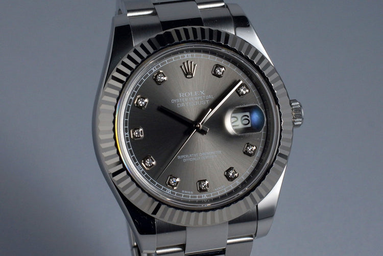 2015 Rolex Datejust II 116334 Factory Gray Diamond Dial with Box and Papers