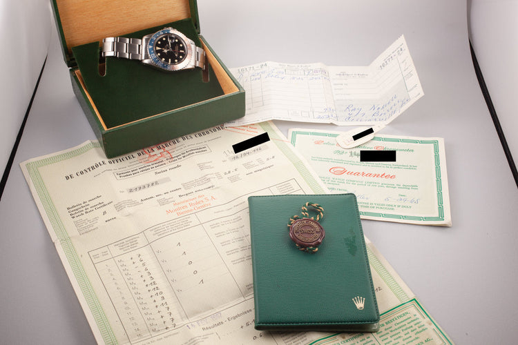 1966 Rolex GMT-Master 1675 Gilt Dial with Box and Double Punch Papers