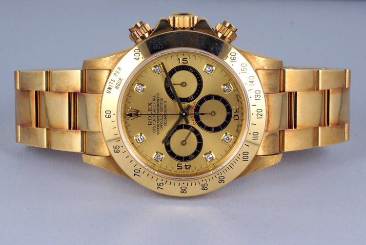 1994 Rolex YG Zenith Daytona 16528 Factory Champagne Diamond Dial