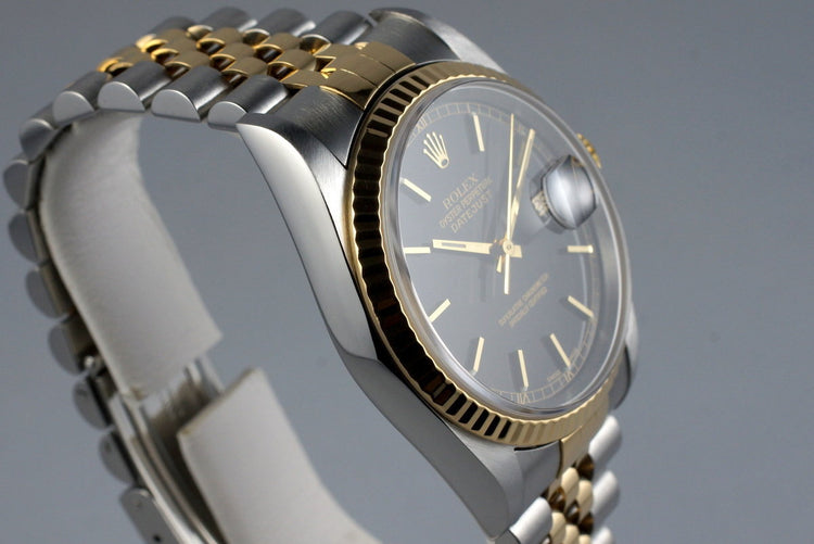 2002 Rolex Two Tone DateJust 16233 Glossy Black Dial
