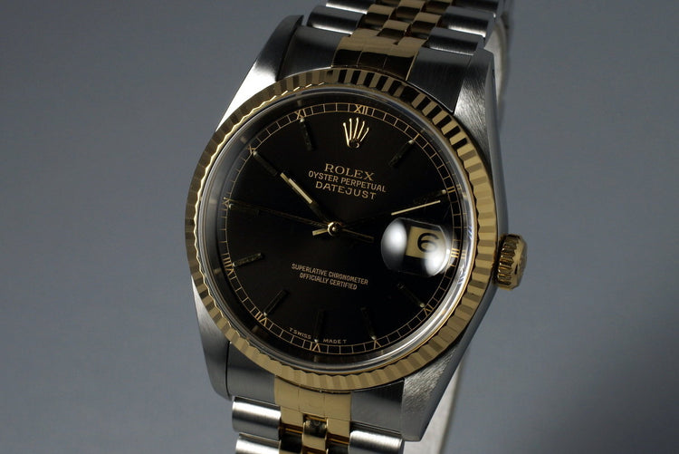 1991 Rolex Two Tone DateJust 16233 Glossy Black Dial