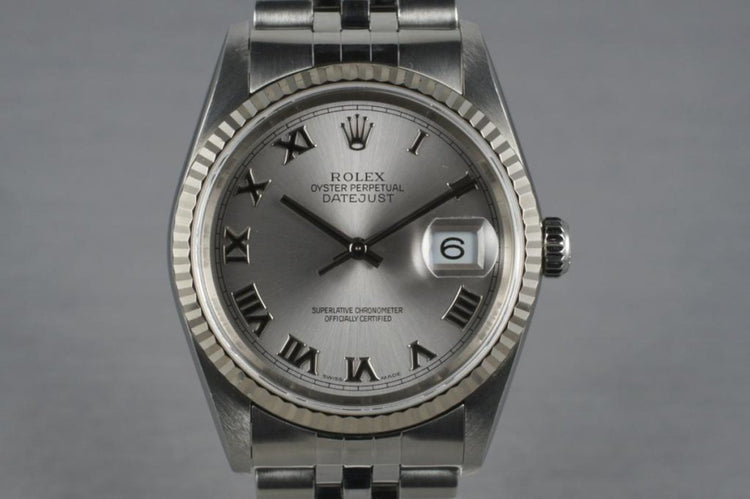 2003 Rolex Datejust 16234 Silver Roman Chapter Ring Dial With RSC Papers